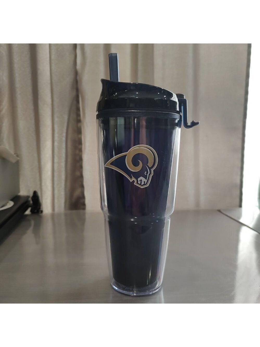 Rams Logo Insulated Straw Tumbler Dual Purpose Lid Okapi